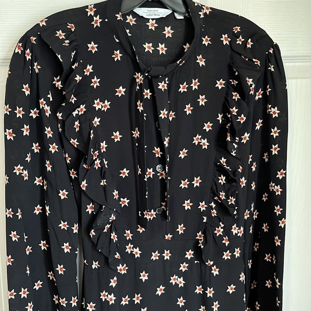 & OTHER STORIES FLORAL PRINTED RUFFLE BIB MIDI DRESS - Picture 6 of 15